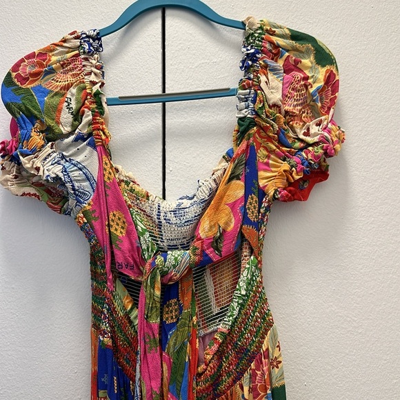 FARM RIO Sunny Mix Midi Dress In Pink in Size Medium - Picture 5 of 6